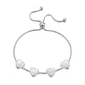 Mother of Pearl Gemstone Multi Heart Friendship Slider Bracelet