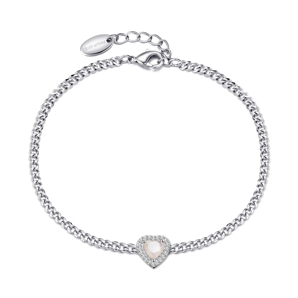Mother Of Pearl Heart Gemstone Bracelet with Quote Card Created with Zircondia® Crystals