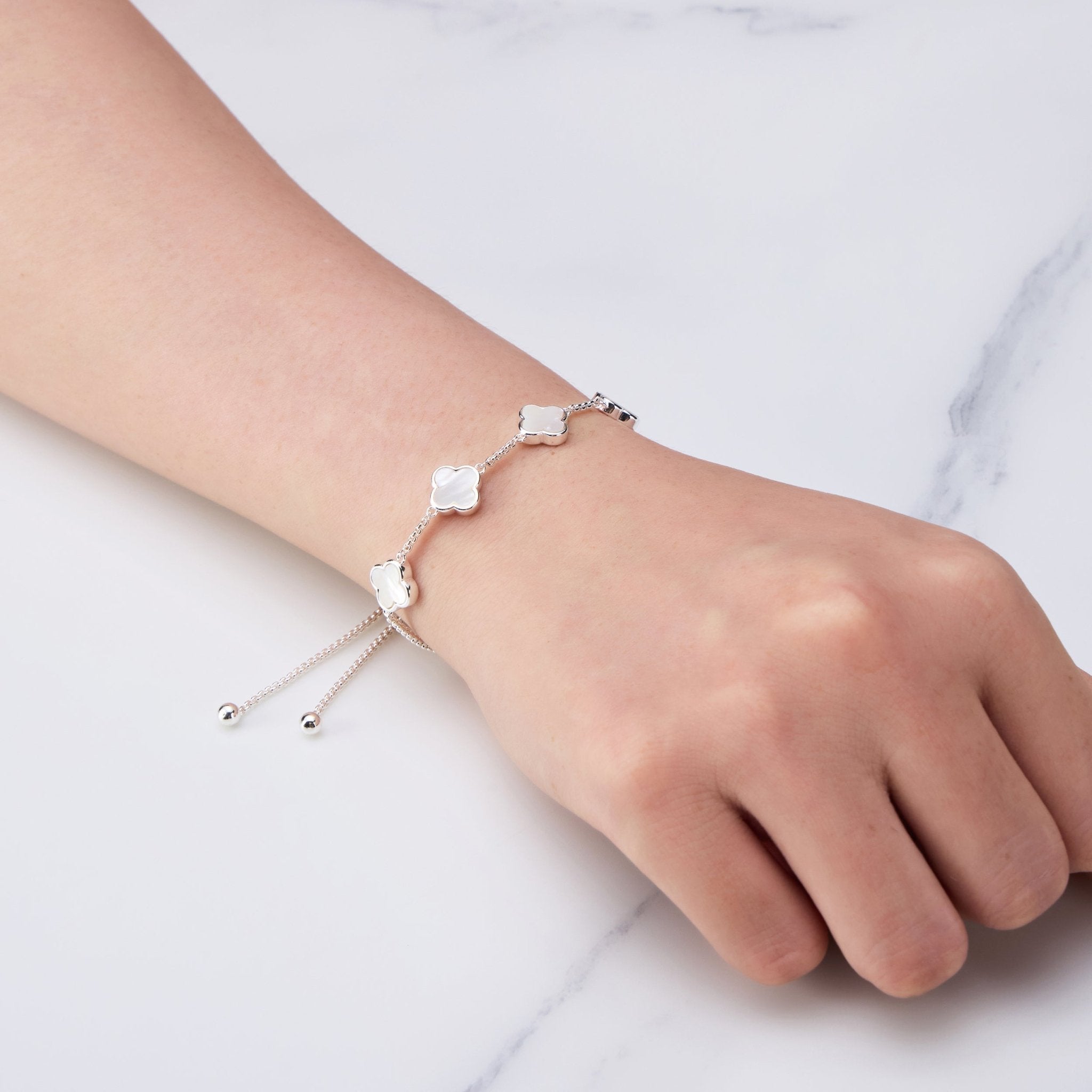 Mother Of Pearl Multi Clover Friendship Slider Bracelet