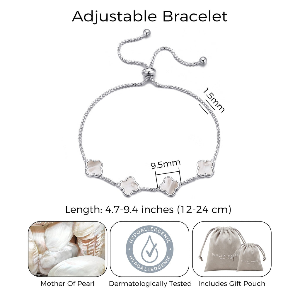 Mother Of Pearl Multi Clover Friendship Slider Bracelet