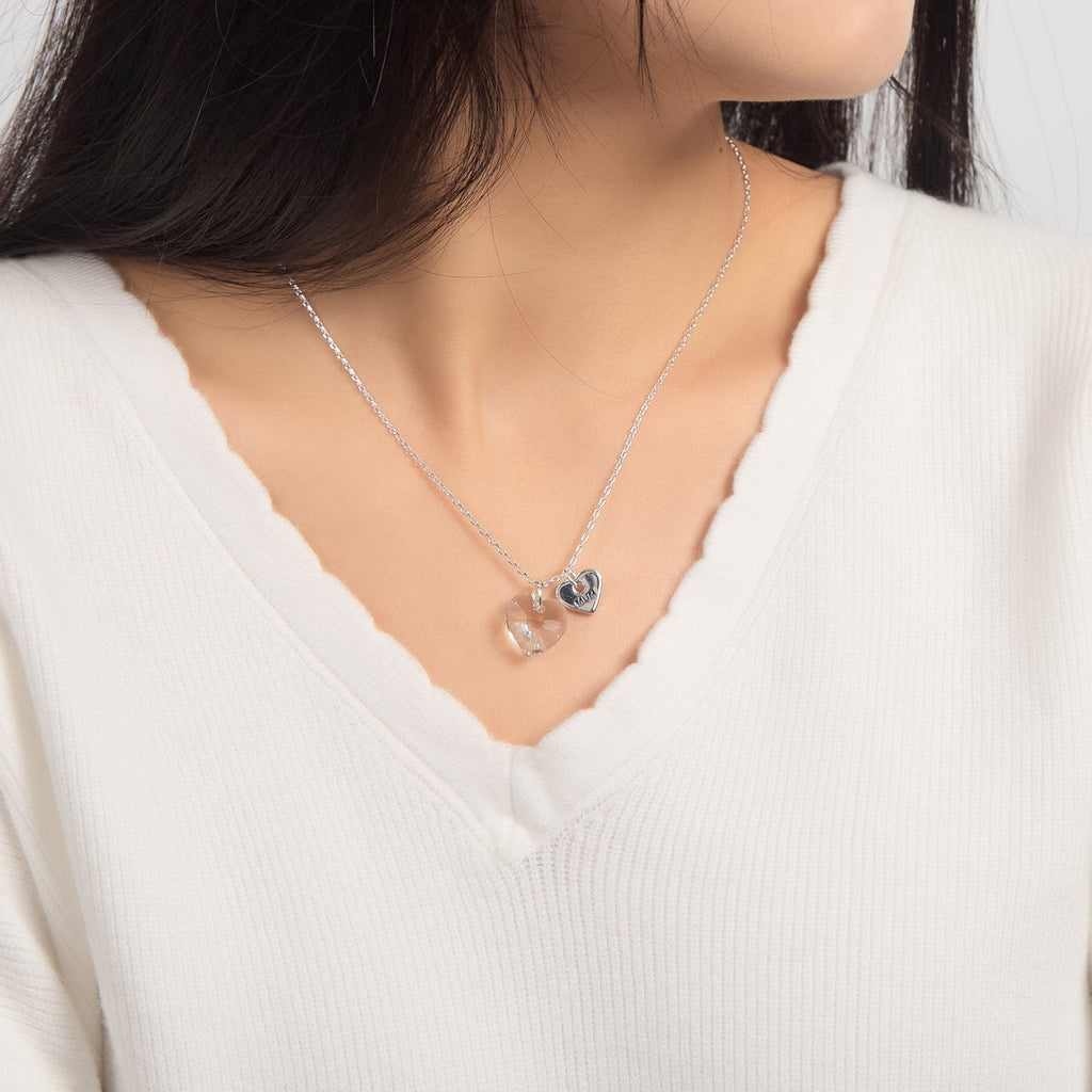 Mum Heart Crystal Necklace Created with Zircondia® Crystals