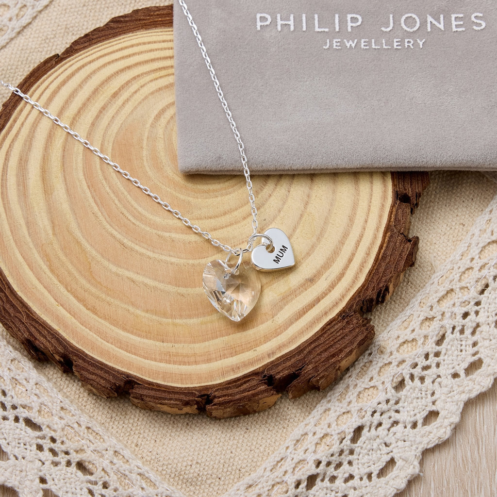 Mum Heart Crystal Necklace Created with Zircondia® Crystals