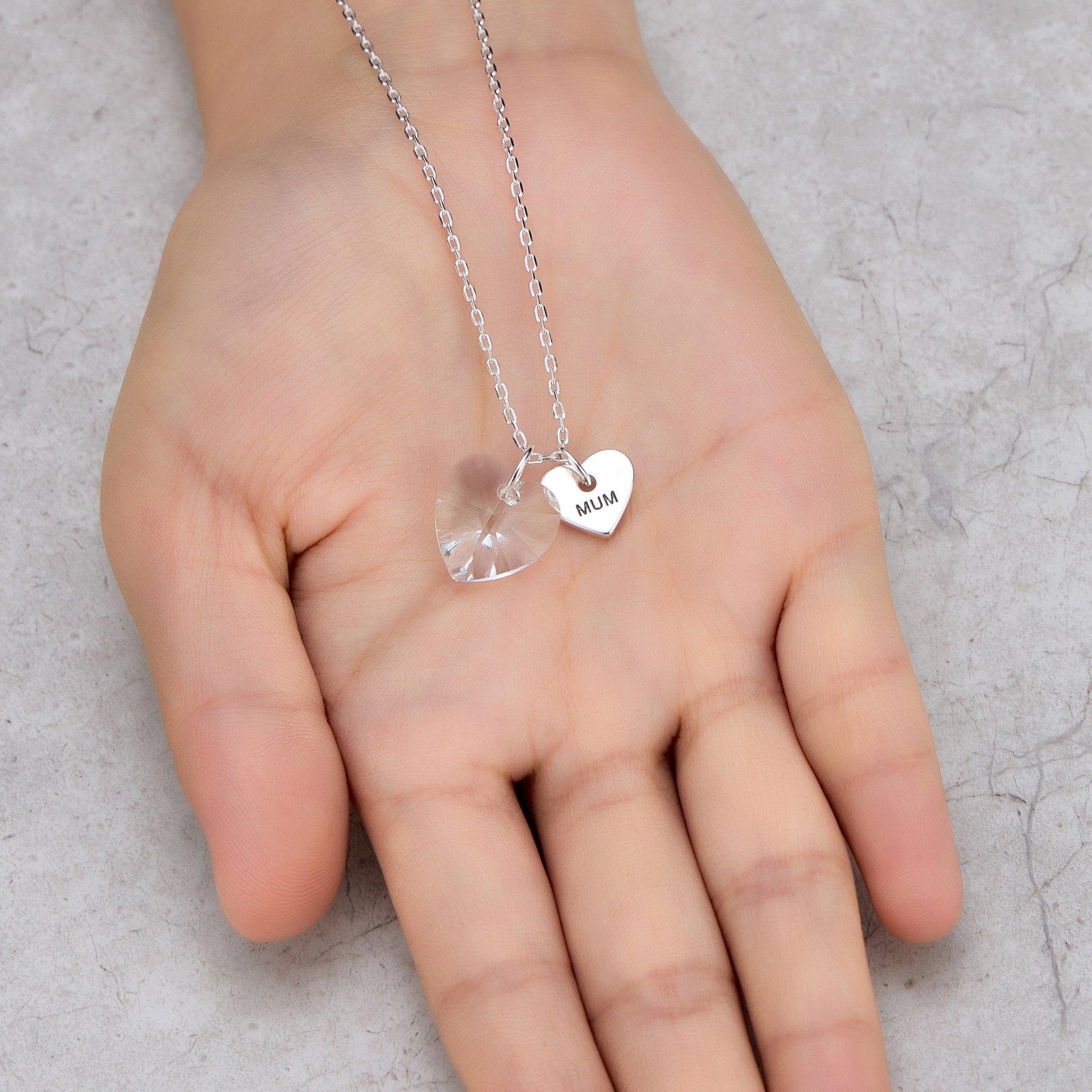 Mum Heart Crystal Necklace Created with Zircondia® Crystals