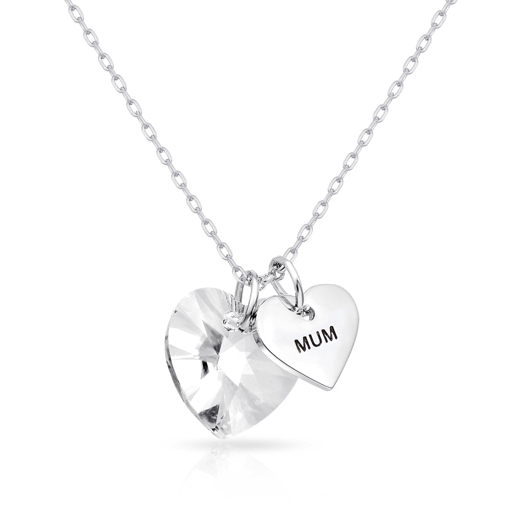 Mum Heart Crystal Necklace Created with Zircondia® Crystals