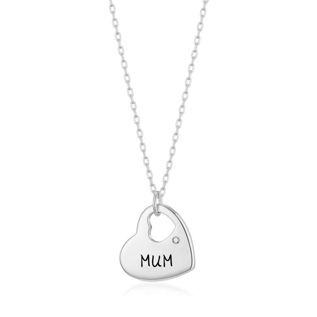 Mum Heart Necklace Created with Zircondia® Crystals