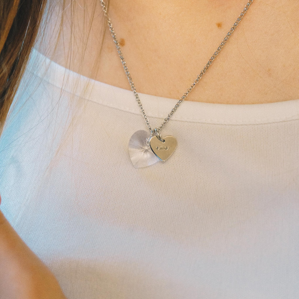 Mum Heart Crystal Necklace Created with Zircondia® Crystals