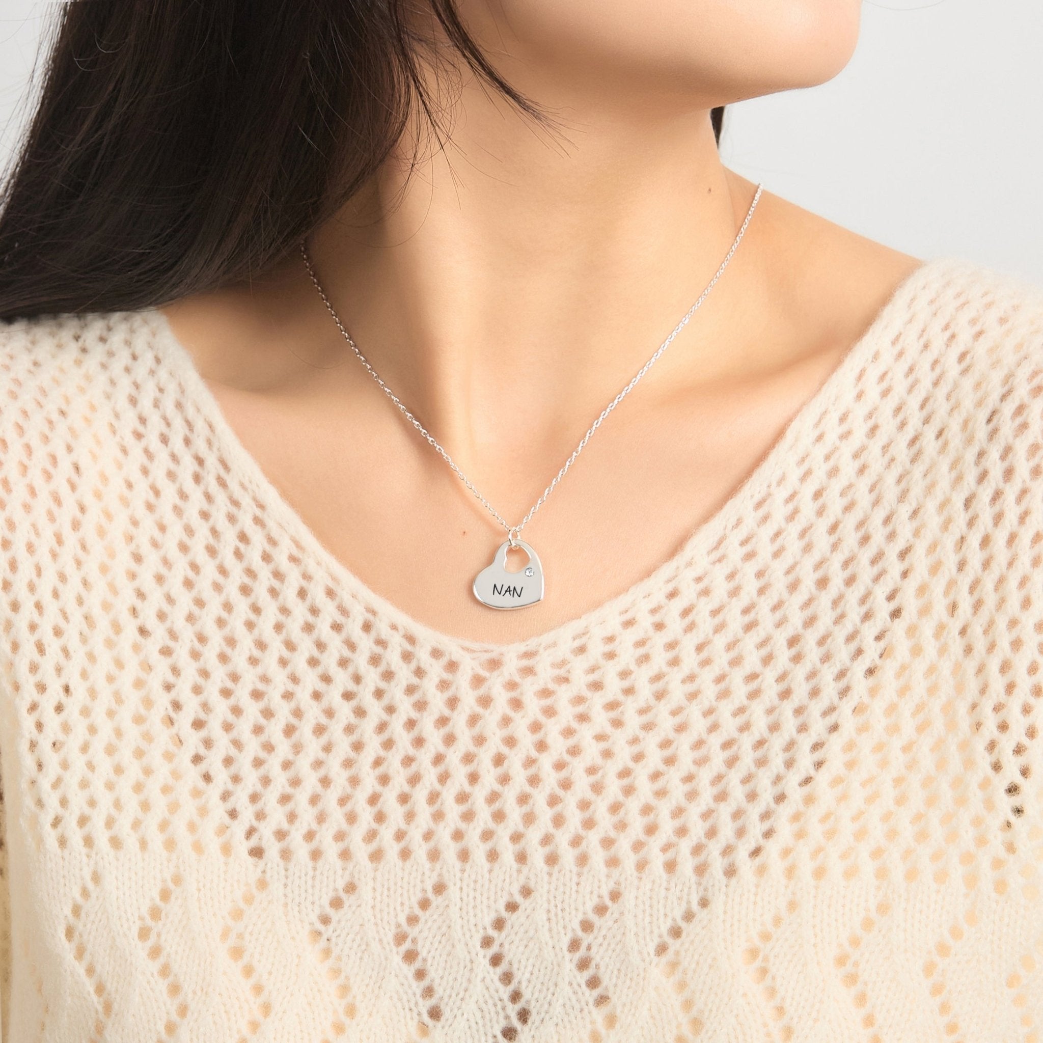 Nan Heart Necklace Created with Zircondia® Crystals