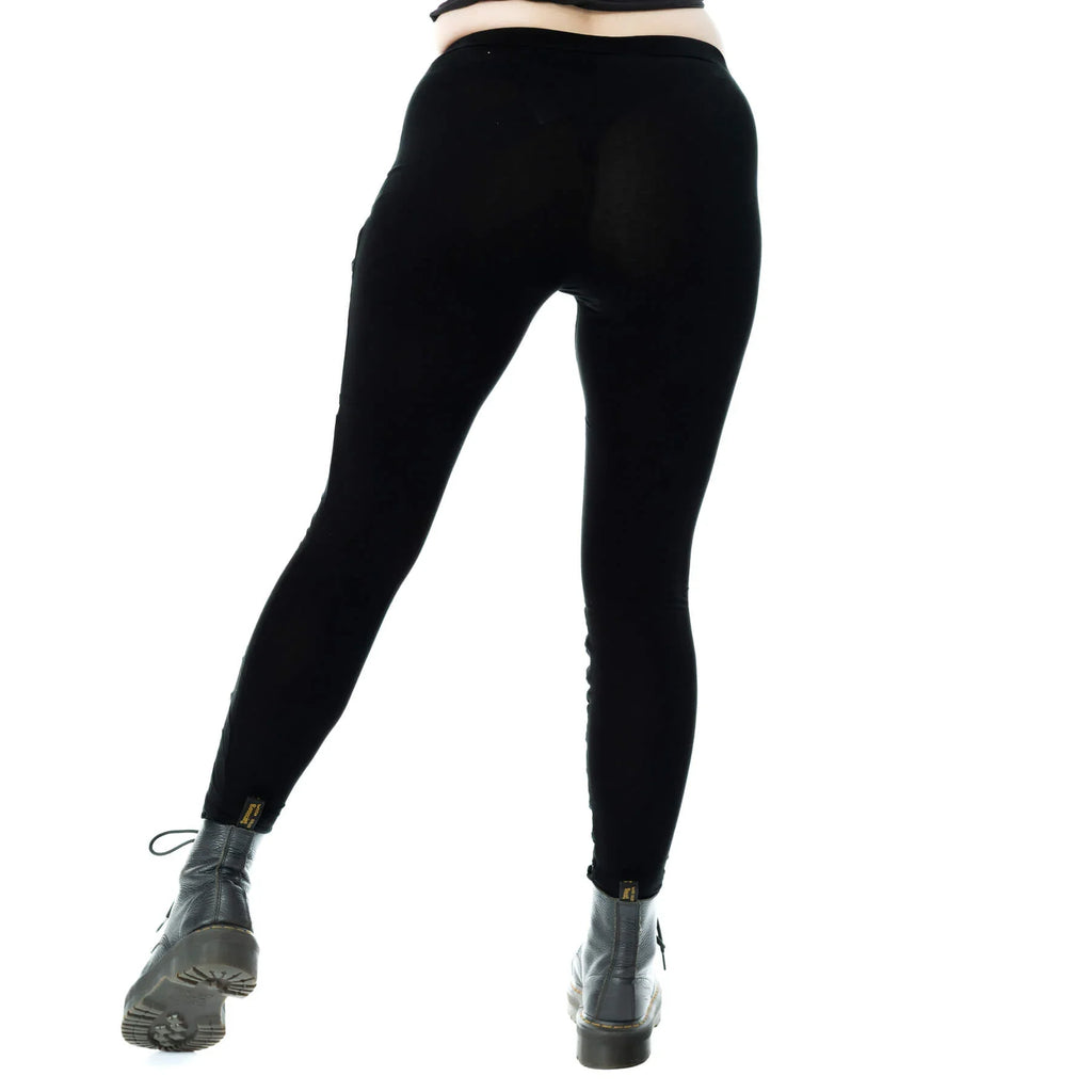 Poizen Industries Nightshade Goth Leggings - Corset Lace-Up Eyelet Detail