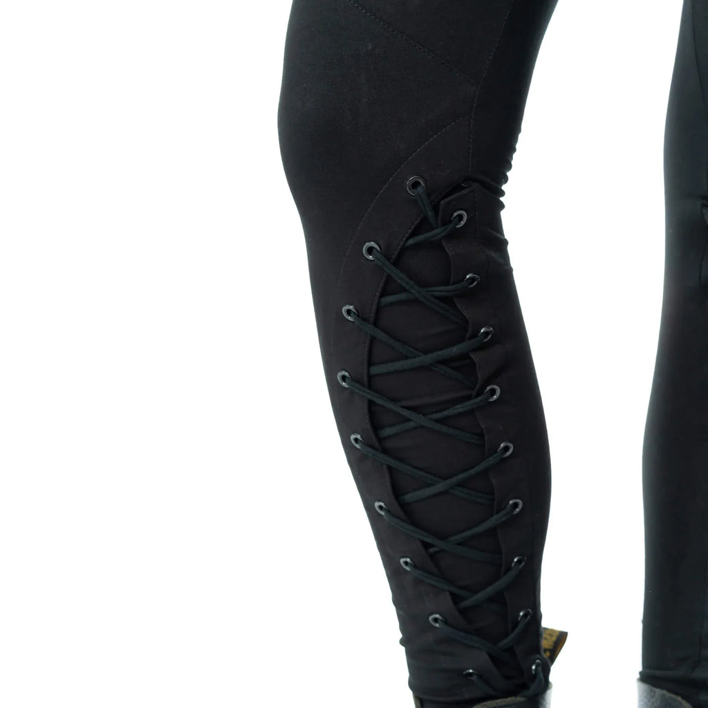 Poizen Industries Nightshade Goth Leggings - Corset Lace-Up Eyelet Detail