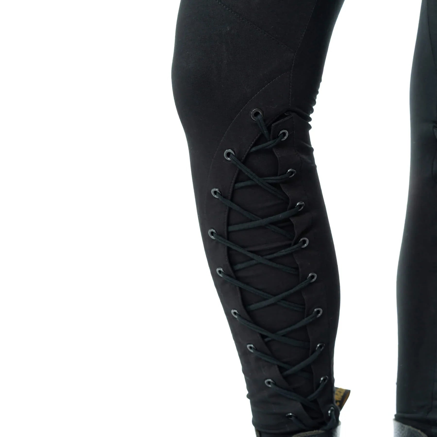 Poizen Industries Nightshade Goth Leggings - Corset Lace-Up Eyelet Detail