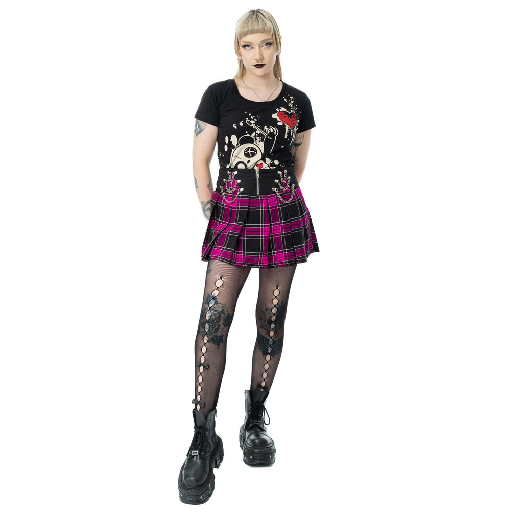 Heartless Nixie Skirt Black/Dark Pink Check