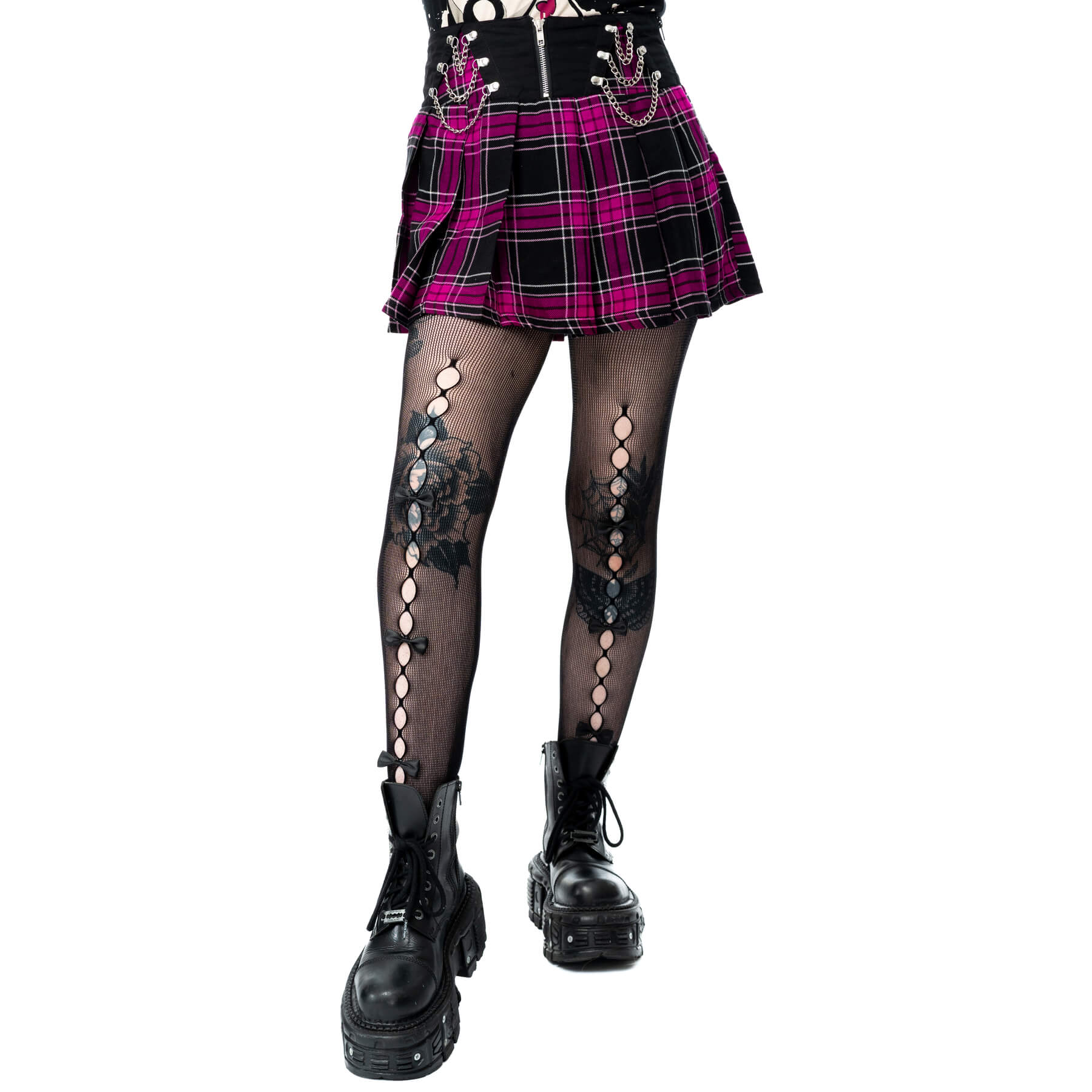 Heartless Nixie Skirt Black/Dark Pink Check