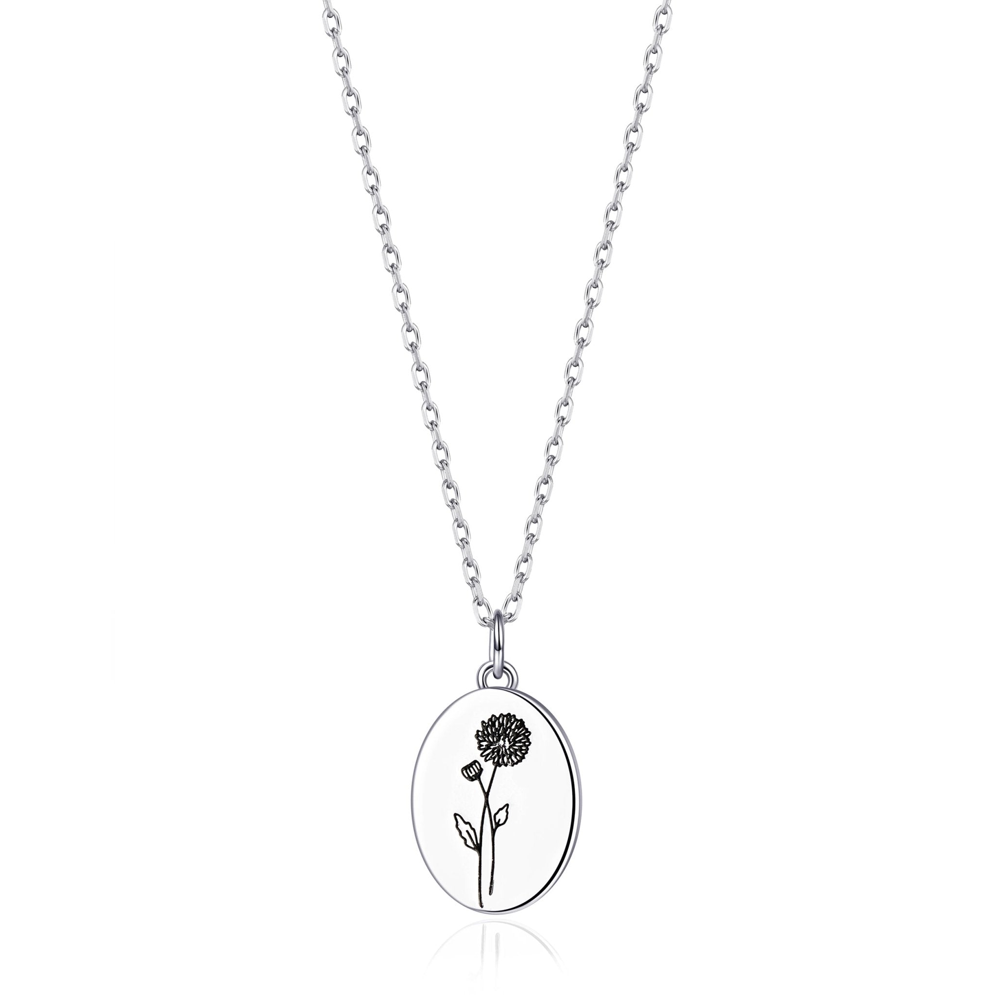 November Birth Flower Chrysanthemum Necklace with Card