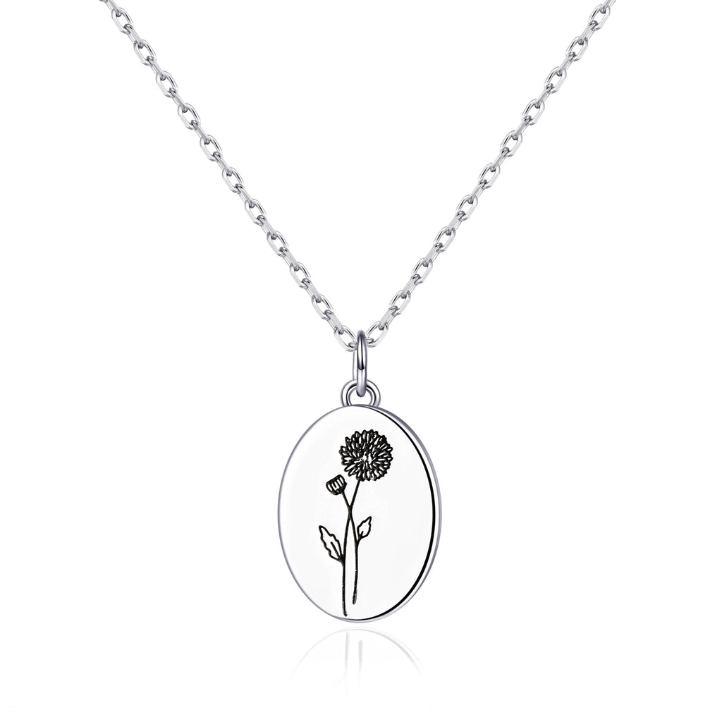 November Birth Flower Chrysanthemum Necklace with Card
