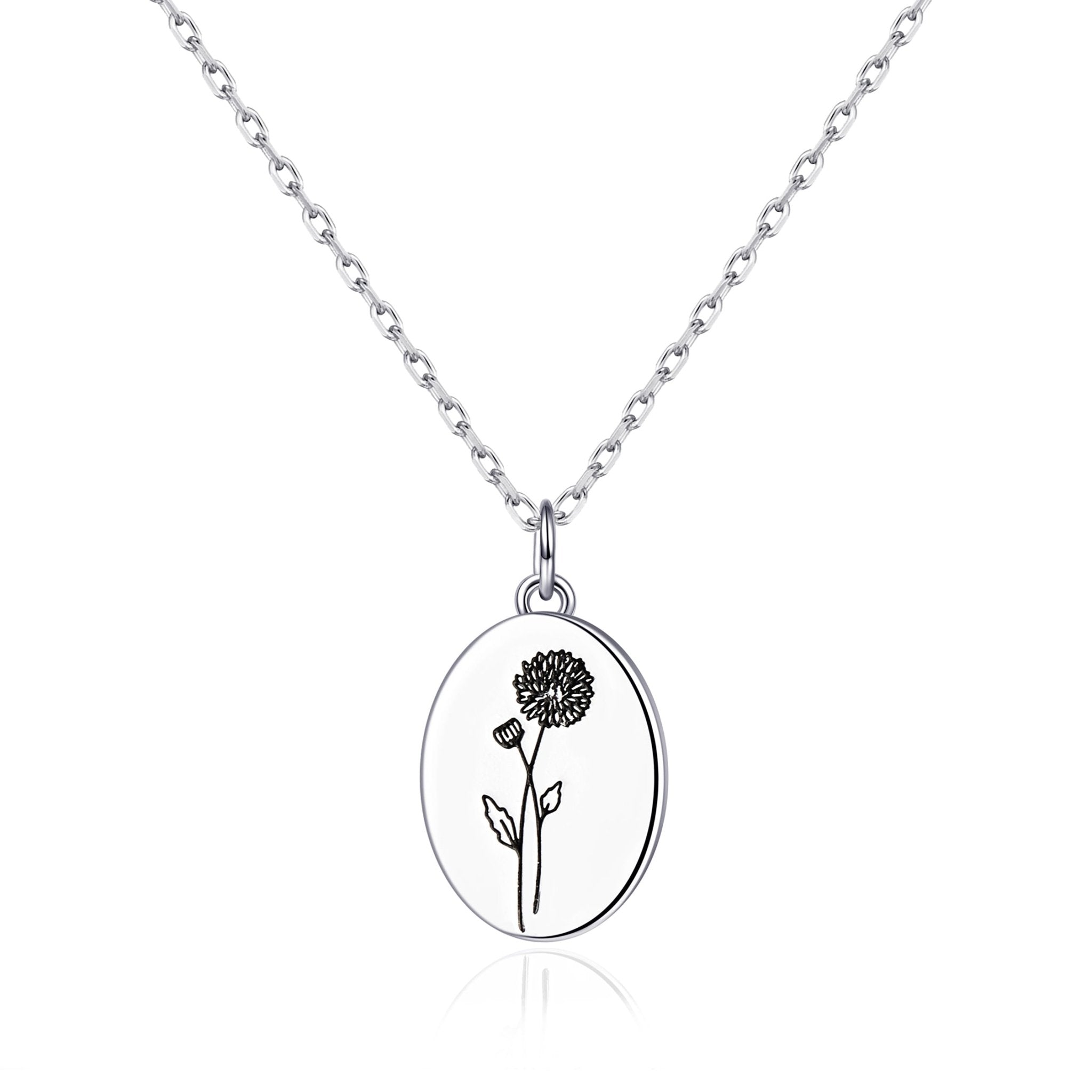 November Birth Flower Chrysanthemum Necklace with Card