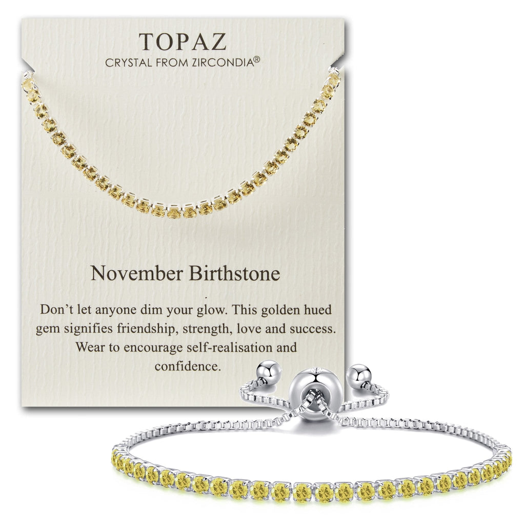 November Birthstone Friendship Slider Bracelet with Topaz Zircondia® Crystals