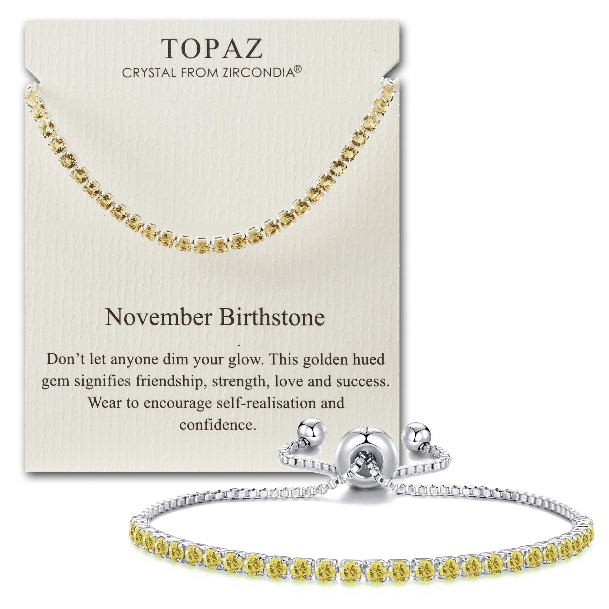 November Birthstone Friendship Slider Bracelet with Topaz Zircondia® Crystals