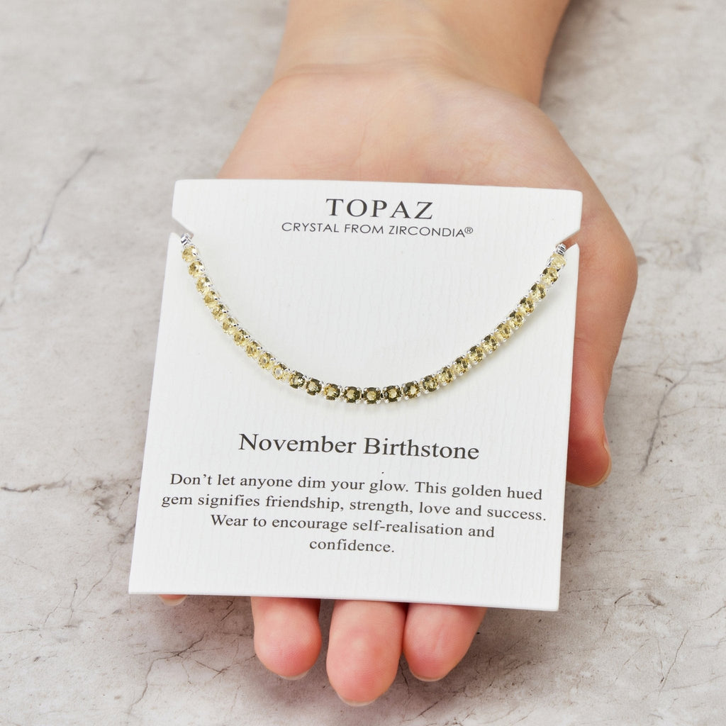November Birthstone Friendship Slider Bracelet with Topaz Zircondia® Crystals
