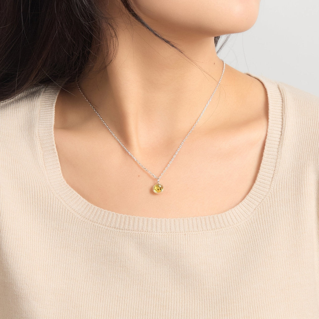November (Topaz) Birthstone Necklace Created with Zircondia® Crystals