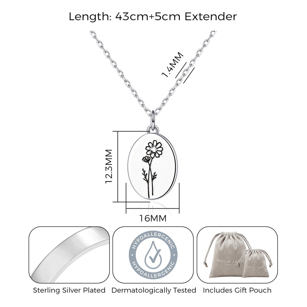 October Birth Flower Cosmos Necklace with Card
