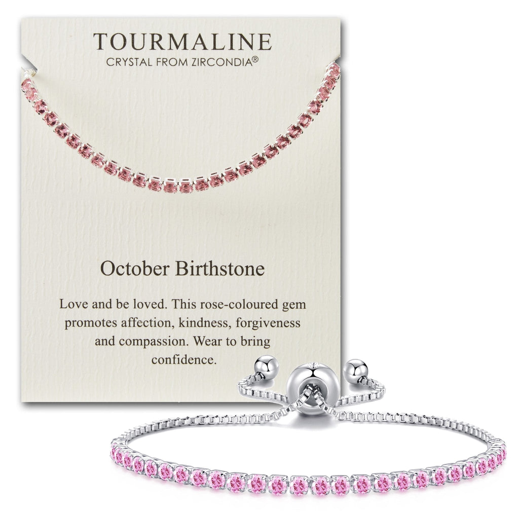 October Birthstone Friendship Slider Bracelet with Tourmaline Zircondia® Crystals