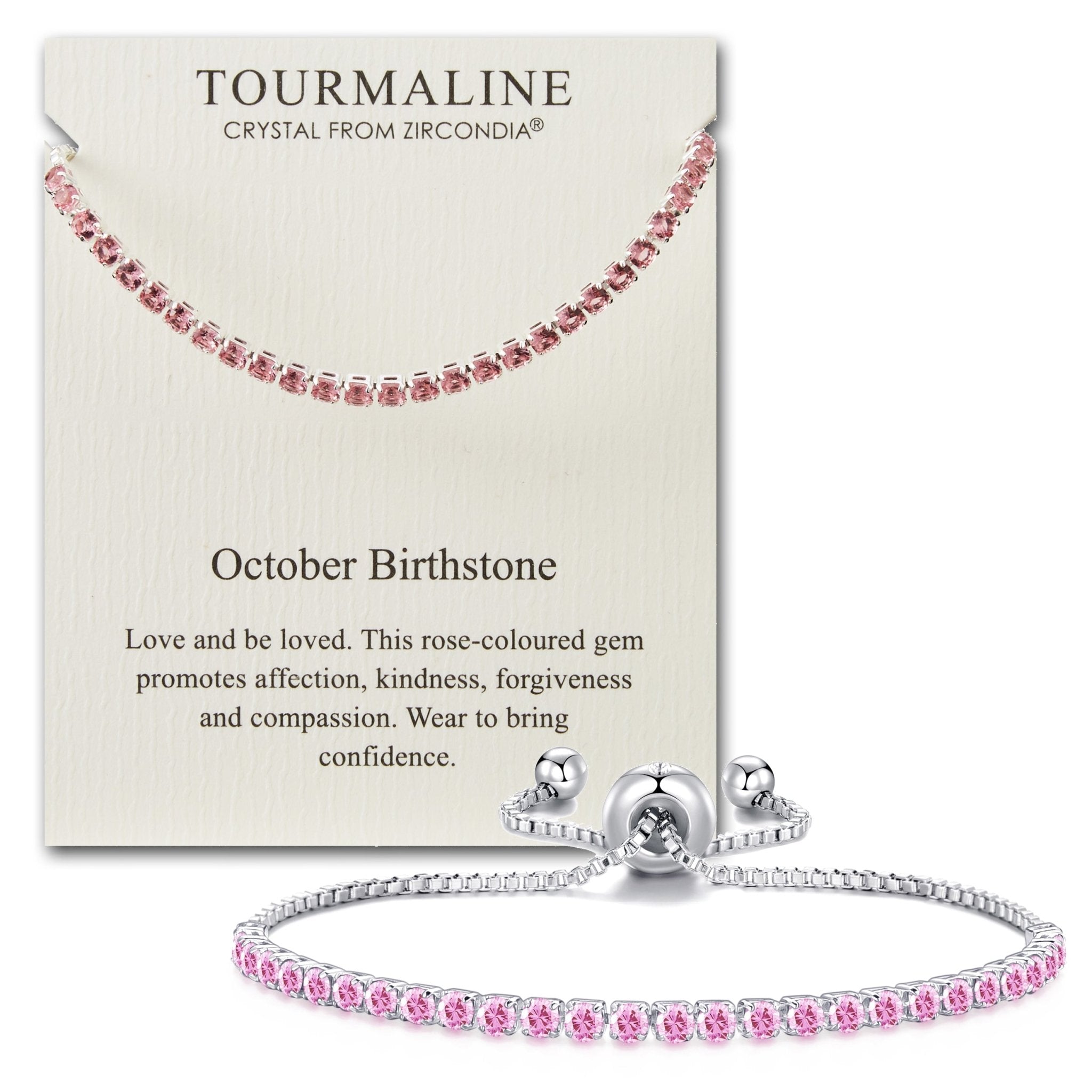 October Birthstone Friendship Slider Bracelet with Tourmaline Zircondia® Crystals
