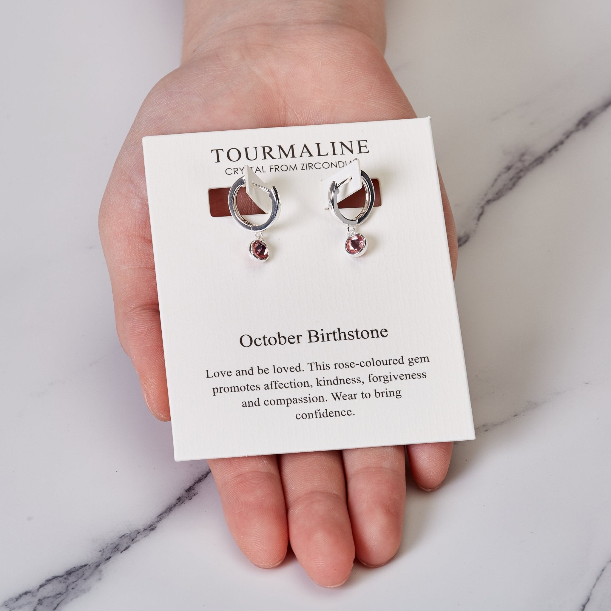 October Birthstone Hoop Earrings Created with Tourmaline Zircondia® Crystals