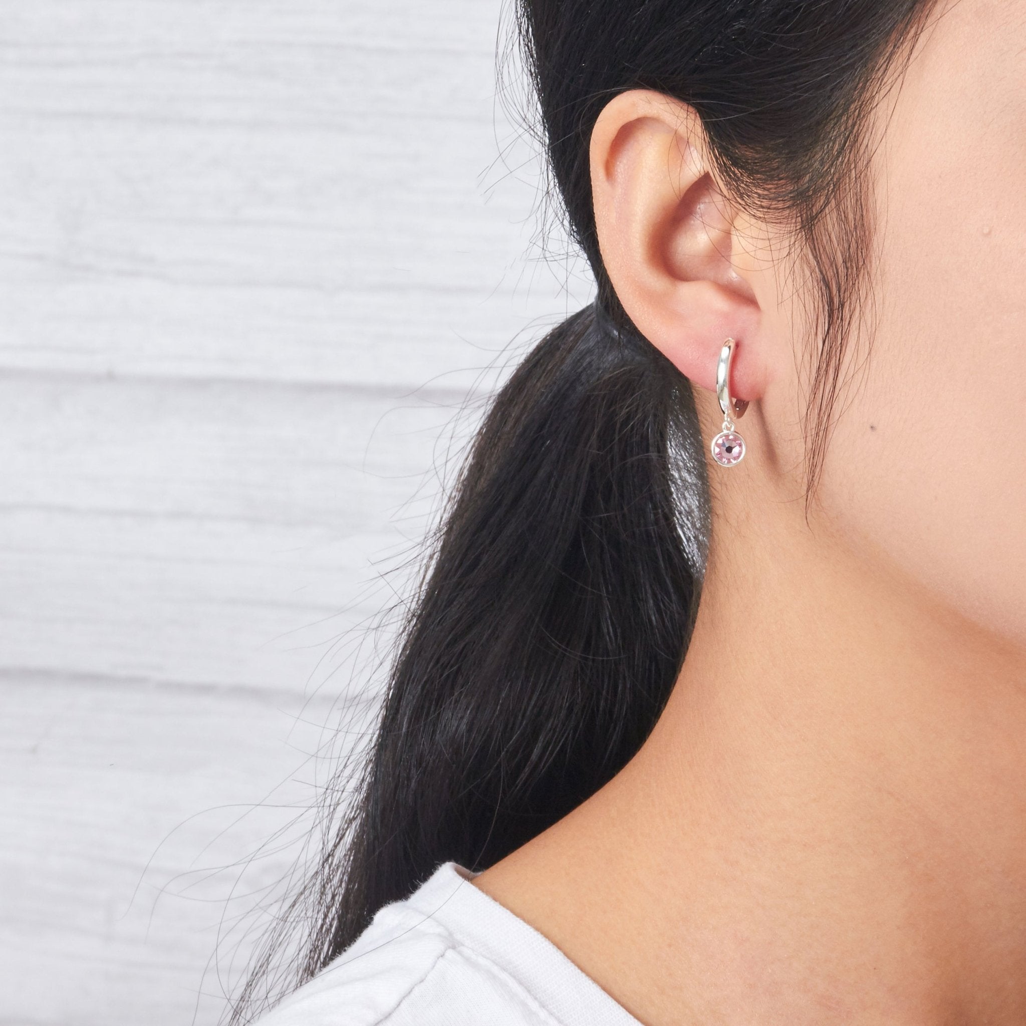 October Birthstone Hoop Earrings Created with Tourmaline Zircondia® Crystals