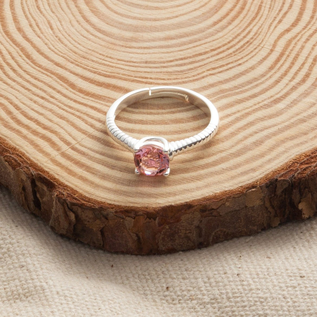 October (Tourmaline) Adjustable Birthstone Ring Created with Zircondia® Crystals