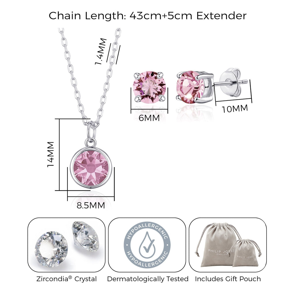 October (Tourmaline) Birthstone Necklace & Earrings Set Created with Zircondia® Crystals