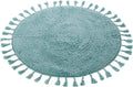 OLIVIA ROCCO Non Slip Round Tasselled Bath Mat 100% Cotton Absorbent Soft Plush Bathroom