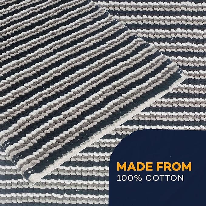 OLIVIA ROCCO Amalfi 2 Piece Bath Mat Set 100% Cotton Jumbo Plush Absorbent Pedestal Bath