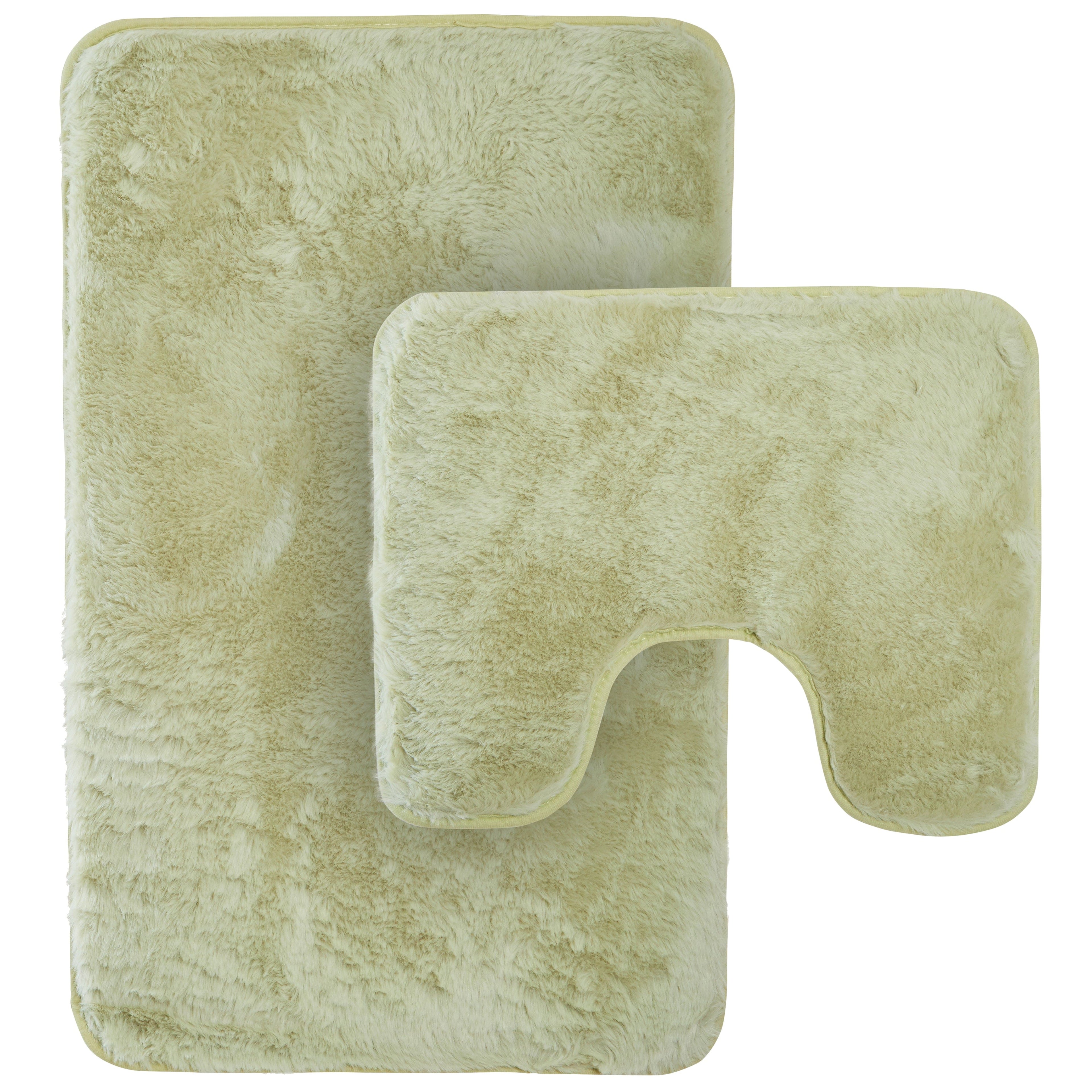 OLIVIA ROCCO 2 Piece Bath Mat Set Non Slip Super Absorbent Quick Dry Extra Soft Plush Rug