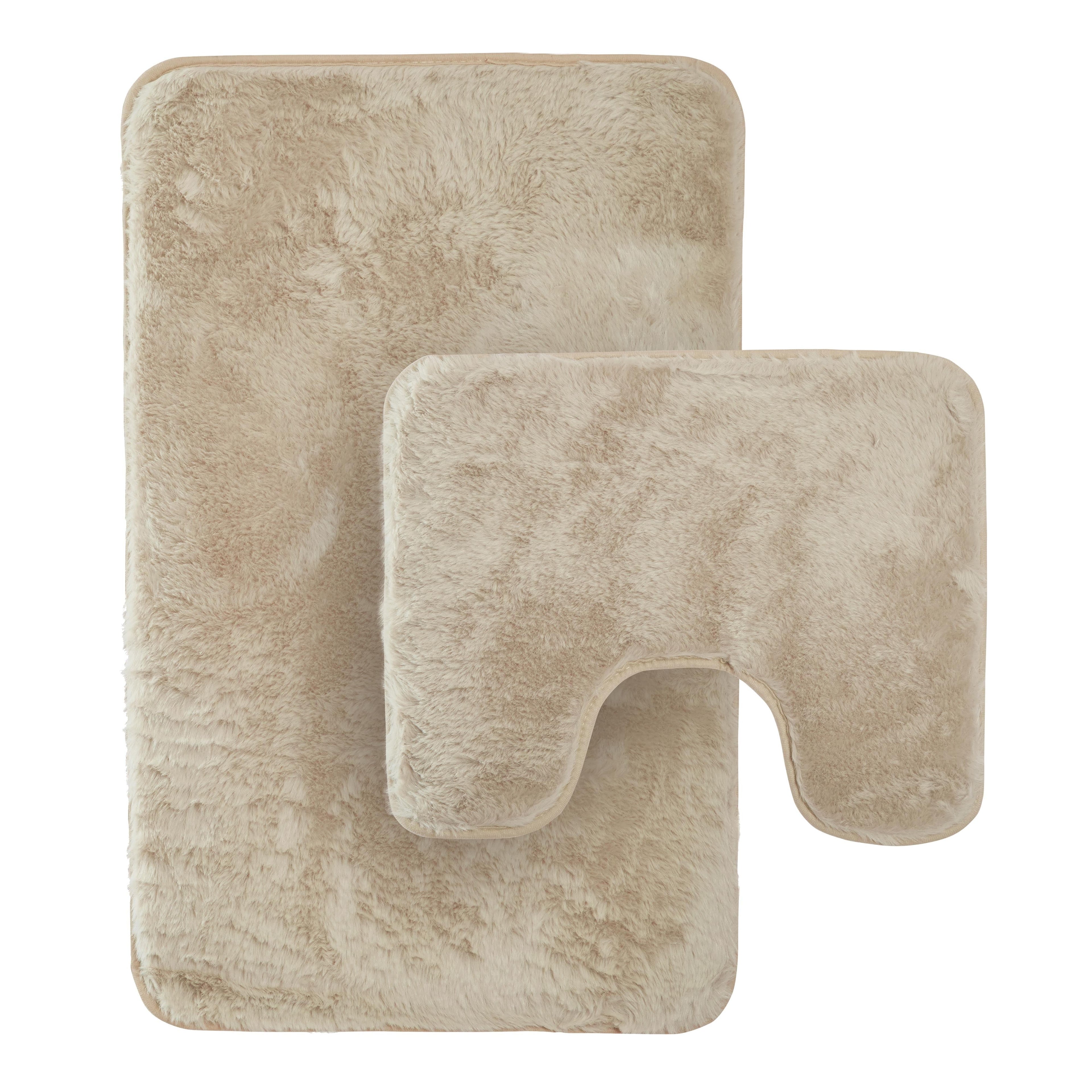 OLIVIA ROCCO 2 Piece Bath Mat Set Non Slip Super Absorbent Quick Dry Extra Soft Plush Rug
