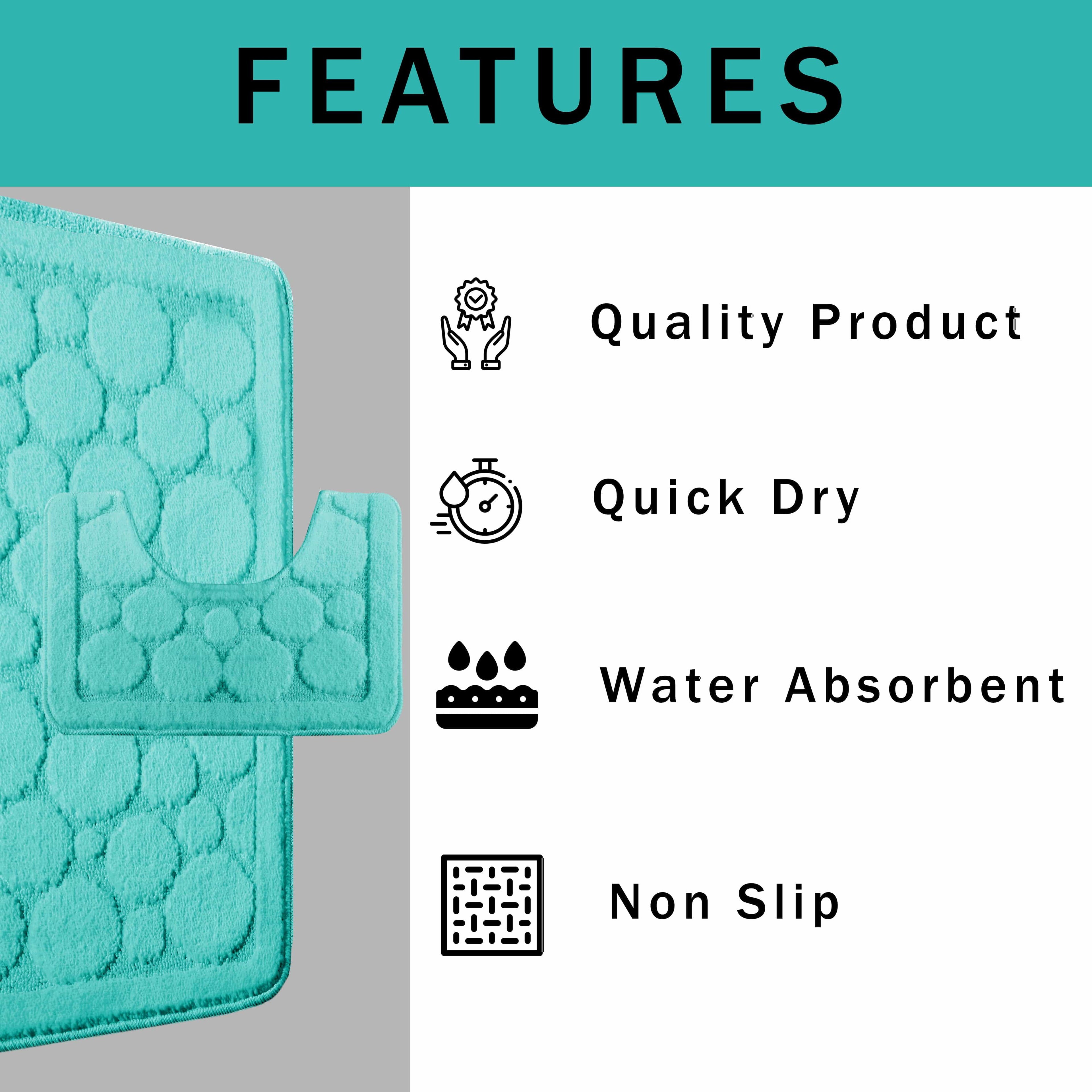OLIVIA ROCCO Cali Bubbles 2 Piece Duck Egg Bath Mat and Pedestal Set Non Slip Super Soft Easy-Care Home Essential