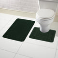 OLIVIA ROCCO Miami 2 Piece Emerald Green Bath Mat And Pedestal Set Non Slip Super Soft Easy-Care Home Essential