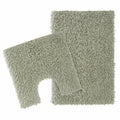 OLIVIA ROCCO Como 2 Piece Sage Green Bath Mat And Pedestal Set Non Slip Super Absorbent