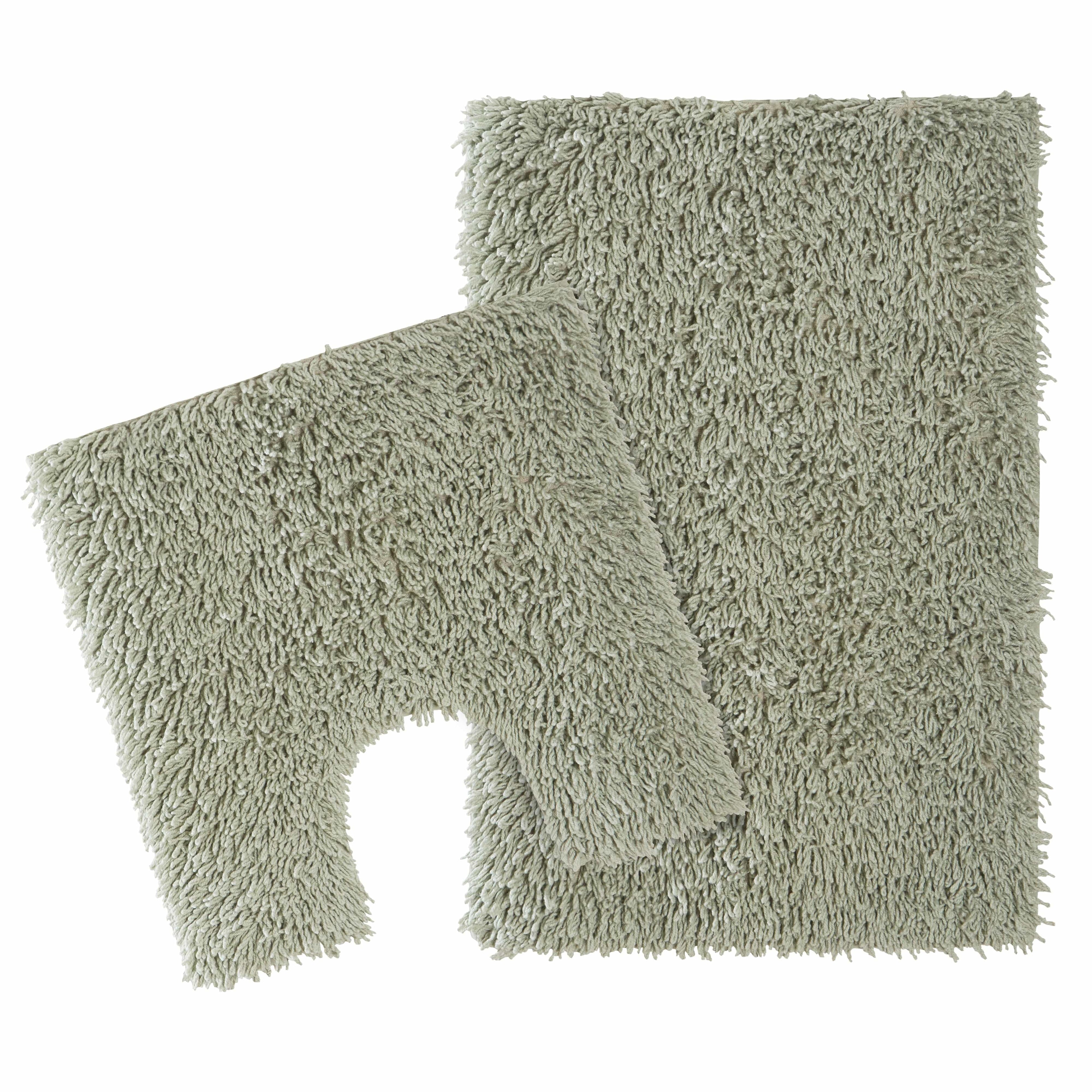 OLIVIA ROCCO Como 2 Piece Sage Green Bath Mat And Pedestal Set Non Slip Super Absorbent