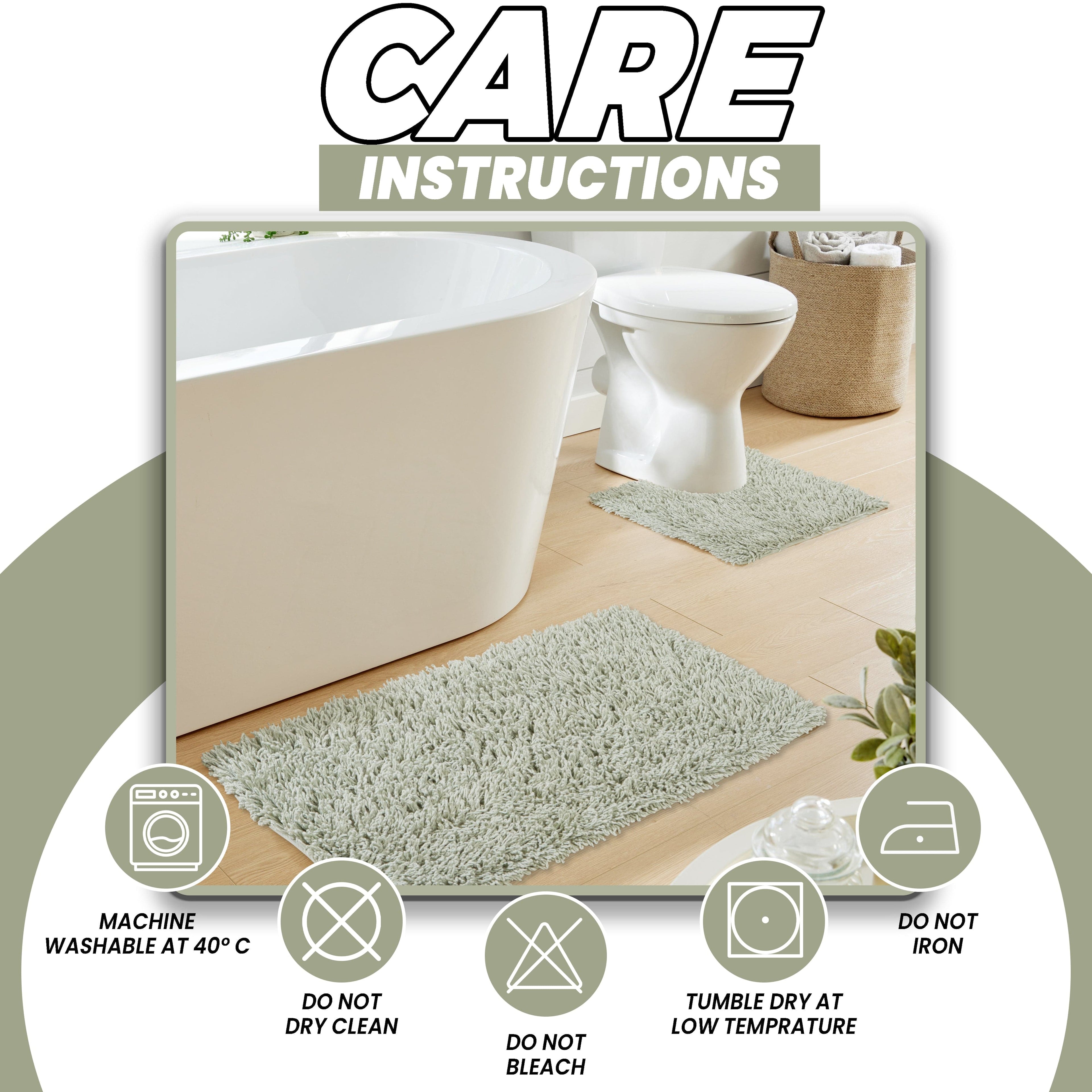 OLIVIA ROCCO Como 2 Piece Sage Green Bath Mat And Pedestal Set Non Slip Super Absorbent