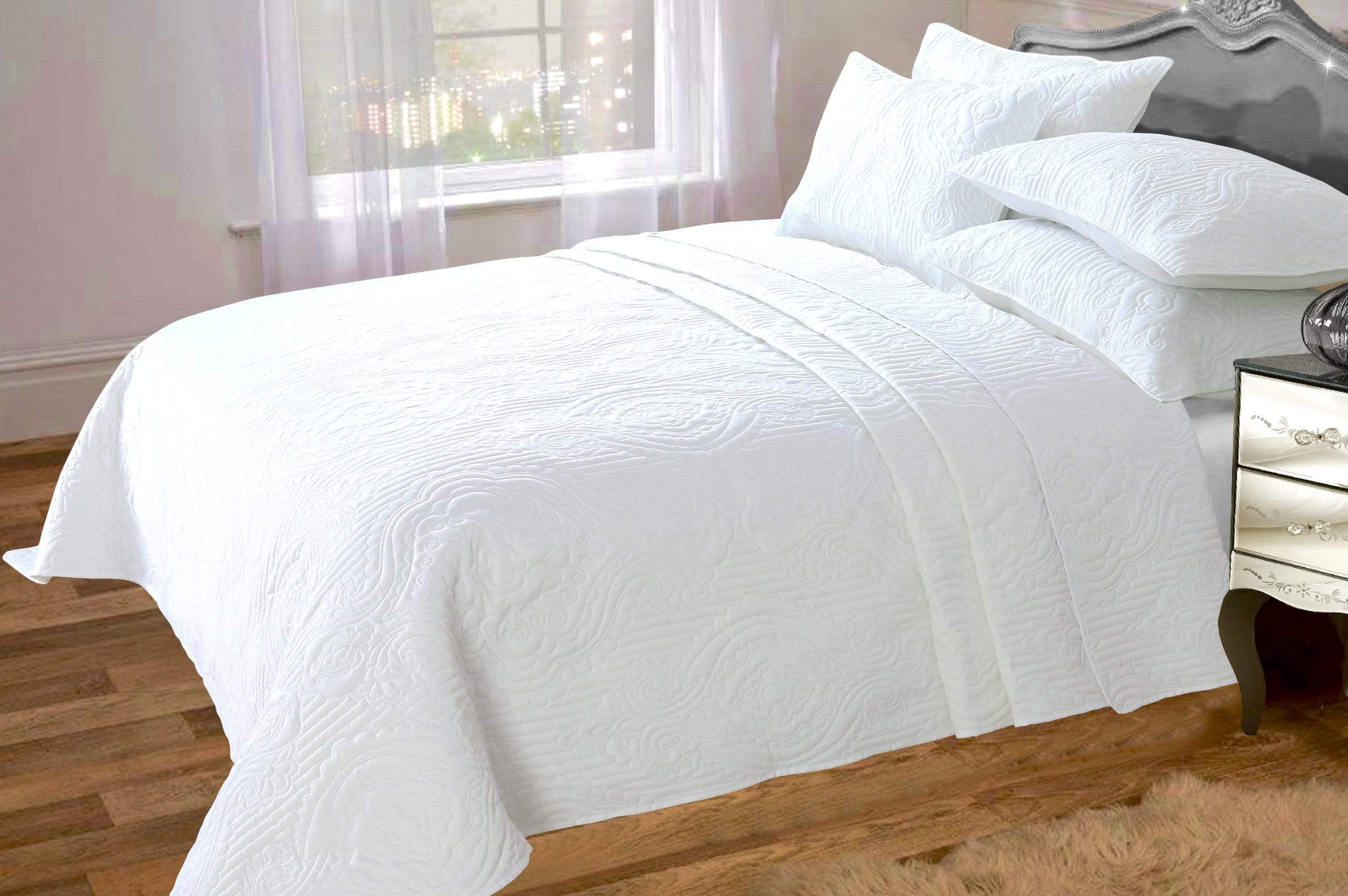 OLIVIA ROCCO Sorrento Embossed Quilted Bedspread Set Versatile Sofa Or Bedding Hotel-Quality Everyday Comfort