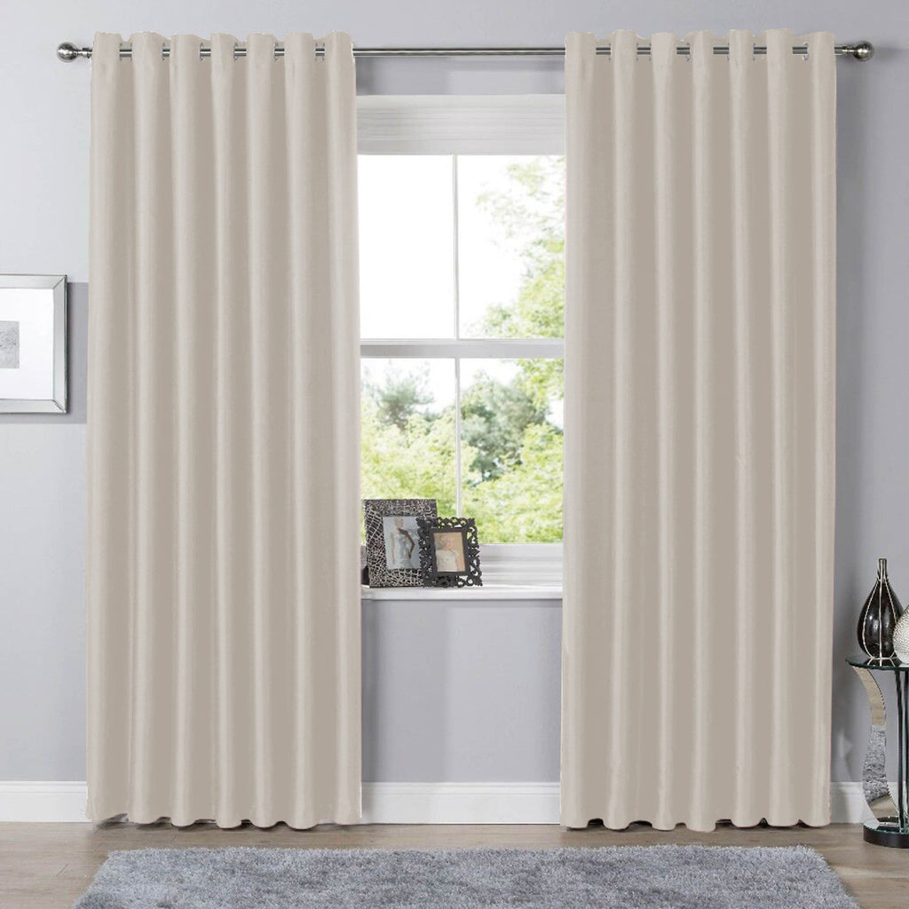 OLIVIA ROCCO Blackout Thermal Eyelet Curtains Natural colour Energy Efficient Ring Top