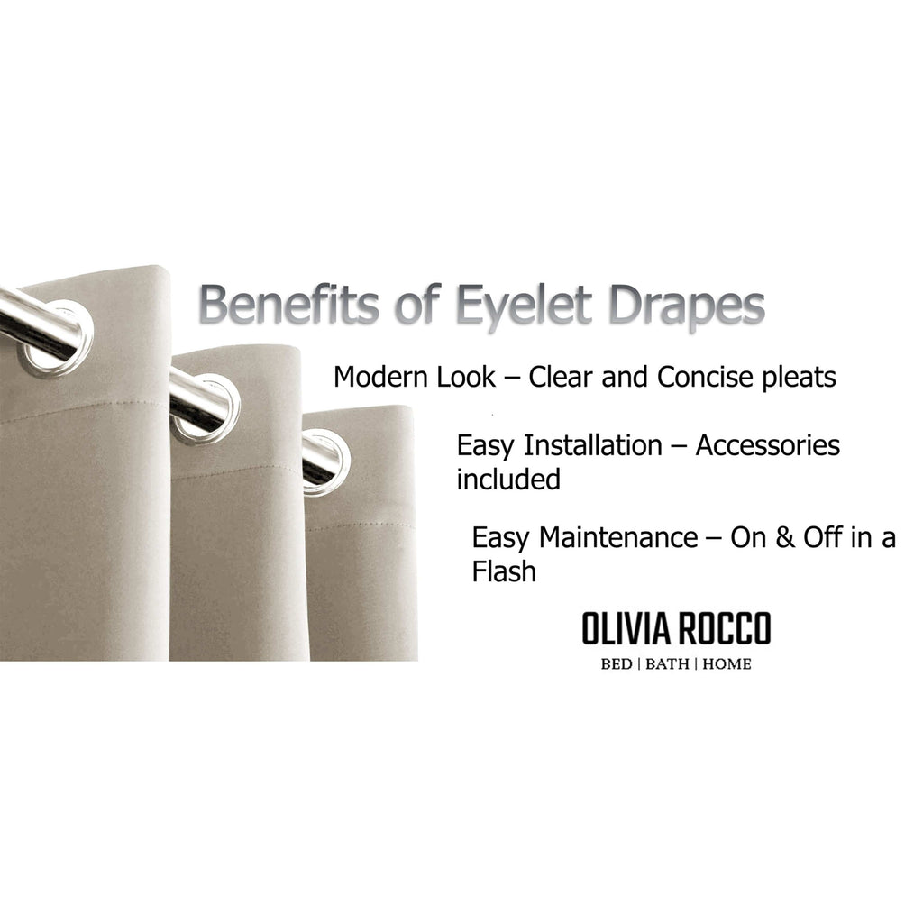 OLIVIA ROCCO Blackout Thermal Eyelet Curtains Natural colour Energy Efficient Ring Top
