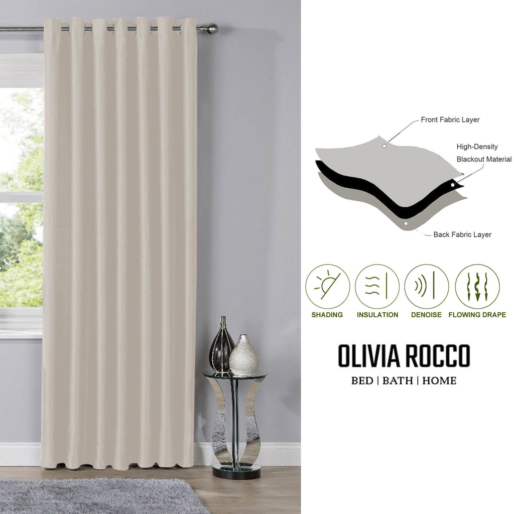 OLIVIA ROCCO Blackout Thermal Eyelet Curtains Natural colour Energy Efficient Ring Top