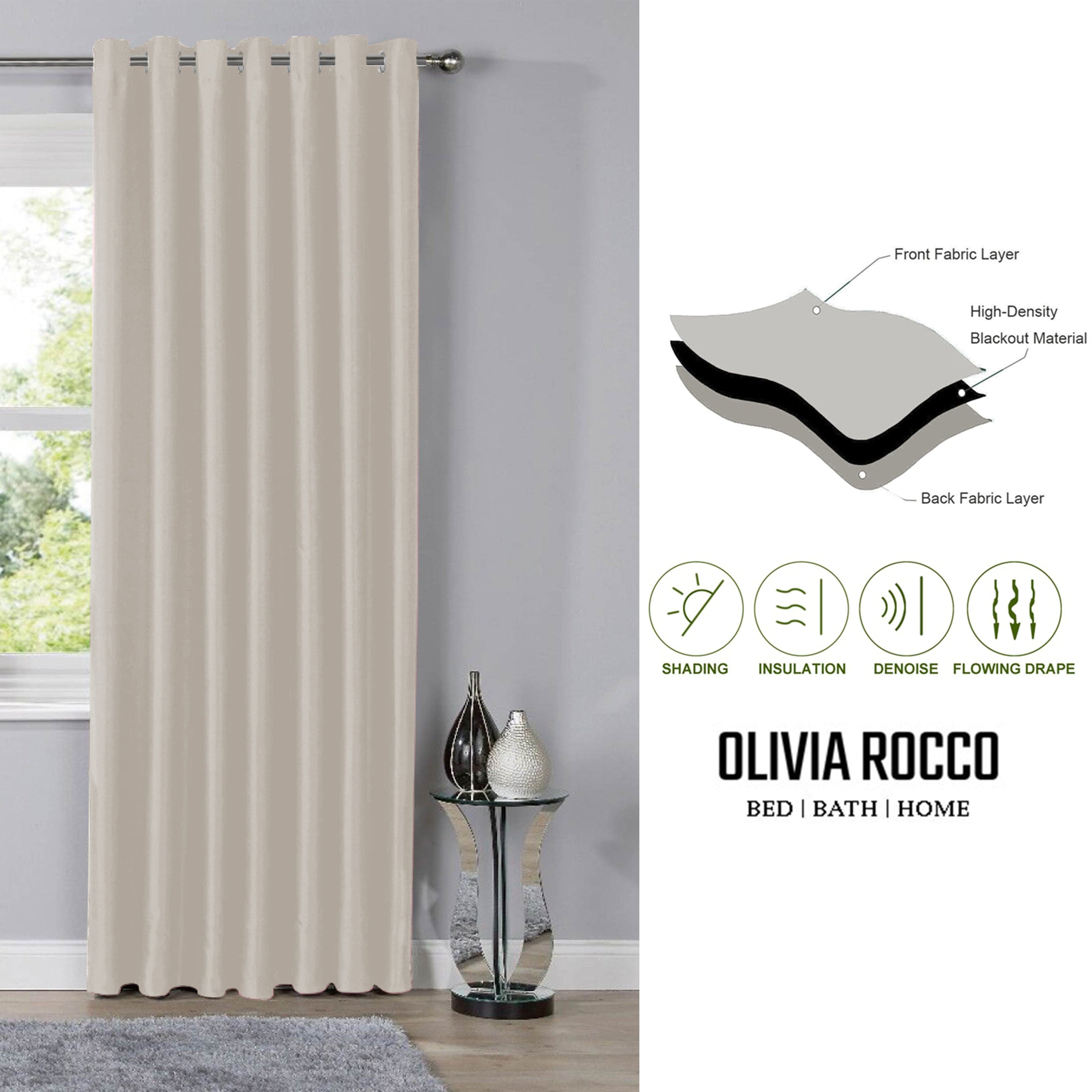 OLIVIA ROCCO Blackout Thermal Eyelet Curtains Natural colour Energy Efficient Ring Top