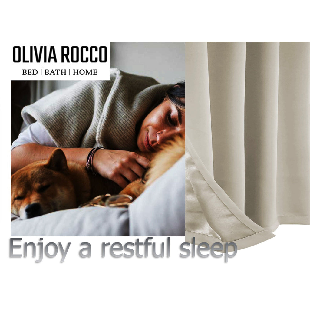 OLIVIA ROCCO Blackout Thermal Eyelet Curtains Natural colour Energy Efficient Ring Top