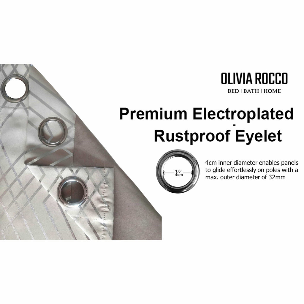 OLIVIA ROCCO Geometric Sparkle Blackout Curtains Natural Thermal Insulated Eyelet Ring Top