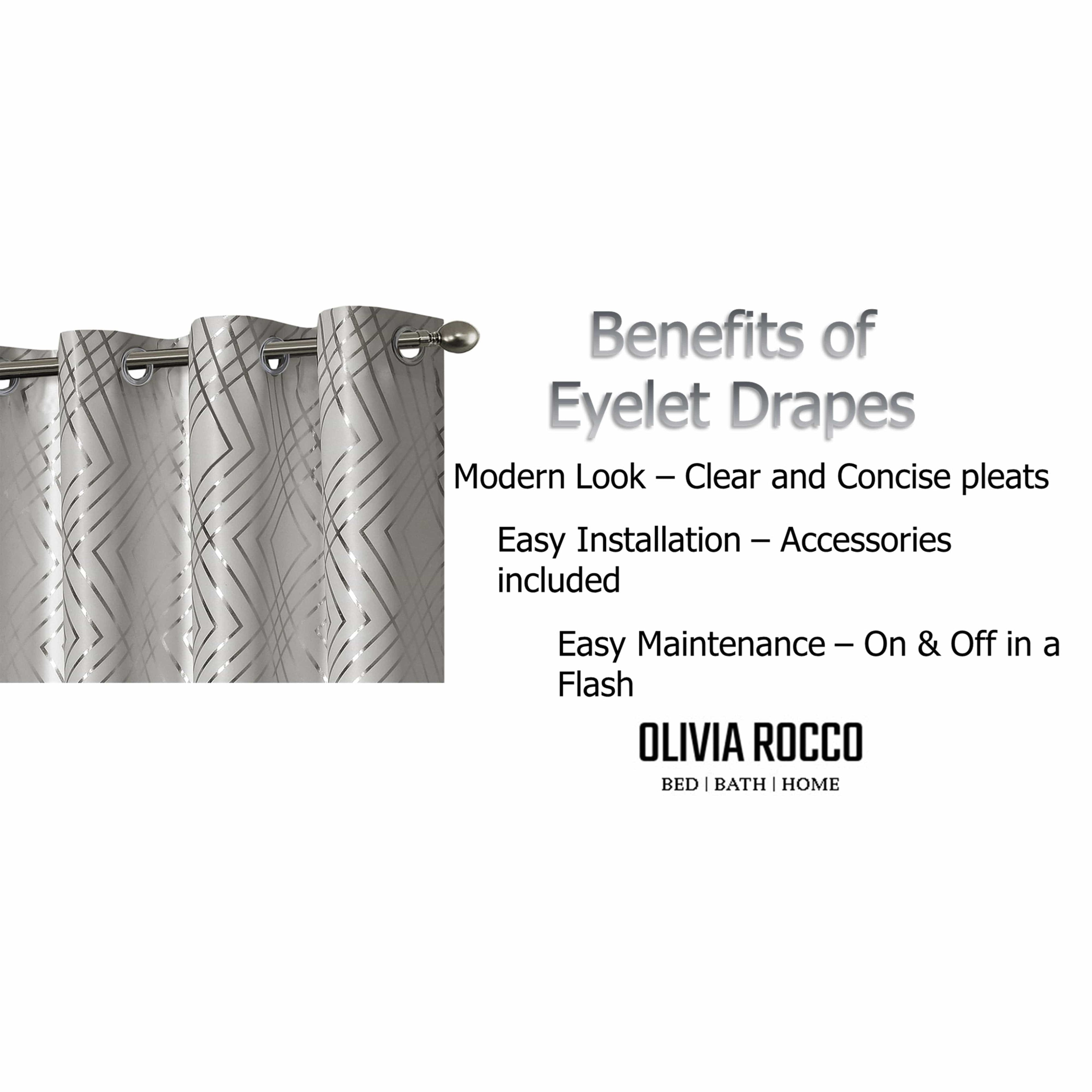 OLIVIA ROCCO Geometric Sparkle Blackout Curtains Natural Thermal Insulated Eyelet Ring Top