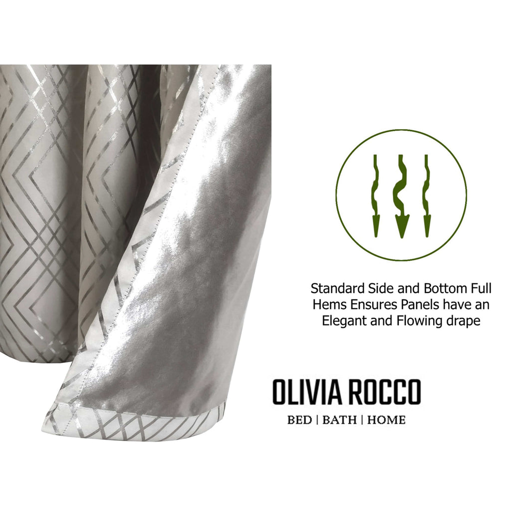 OLIVIA ROCCO Geometric Sparkle Blackout Curtains Natural Thermal Insulated Eyelet Ring Top