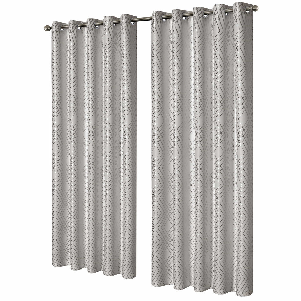 OLIVIA ROCCO Geometric Sparkle Blackout Curtains Natural Thermal Insulated Eyelet Ring Top
