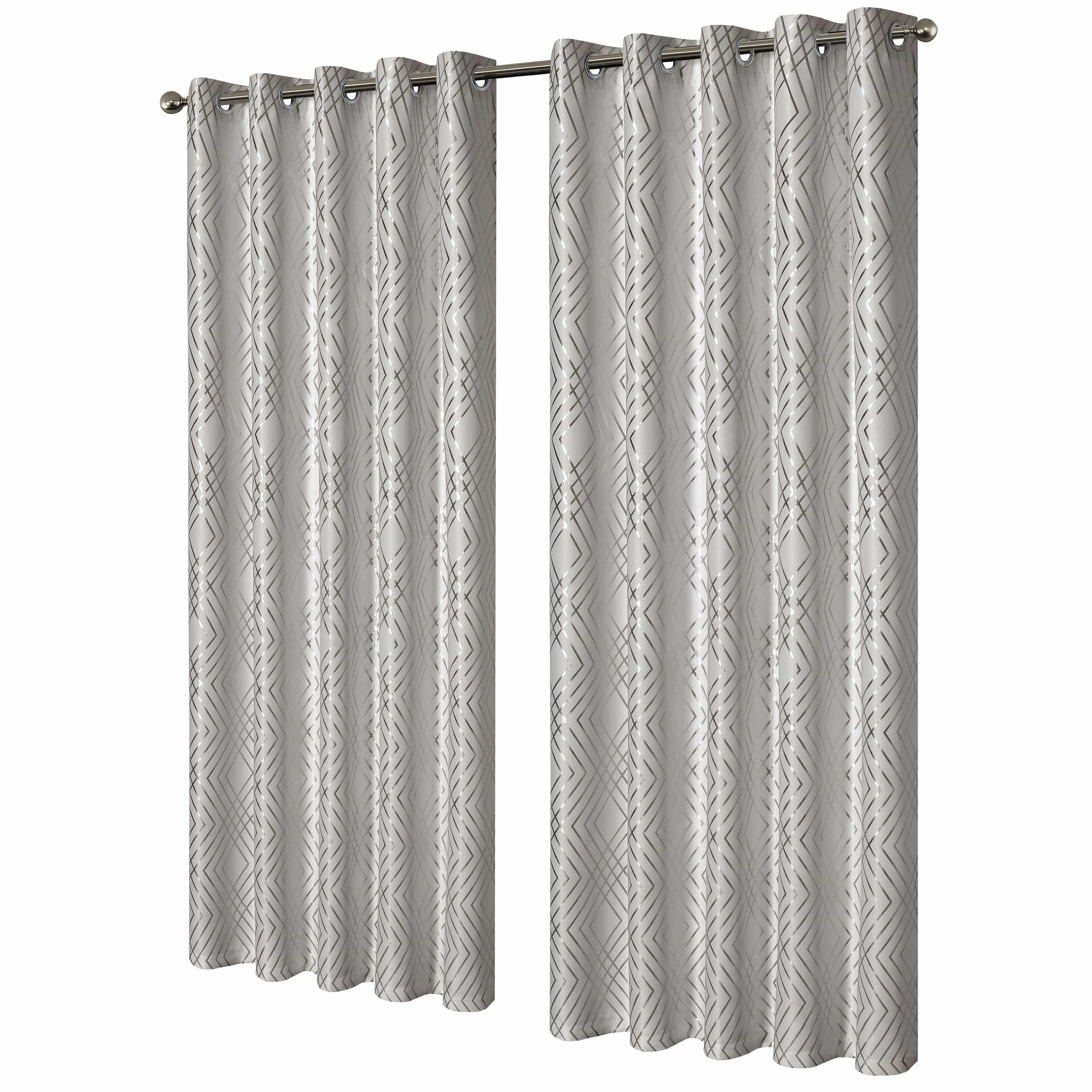 OLIVIA ROCCO Geometric Sparkle Blackout Curtains Natural Thermal Insulated Eyelet Ring Top